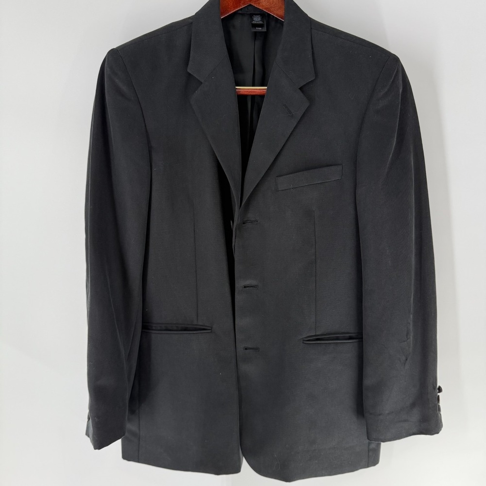 Claiborne Lined Three Button‎ Single Breasted Classic Business Blazer Black